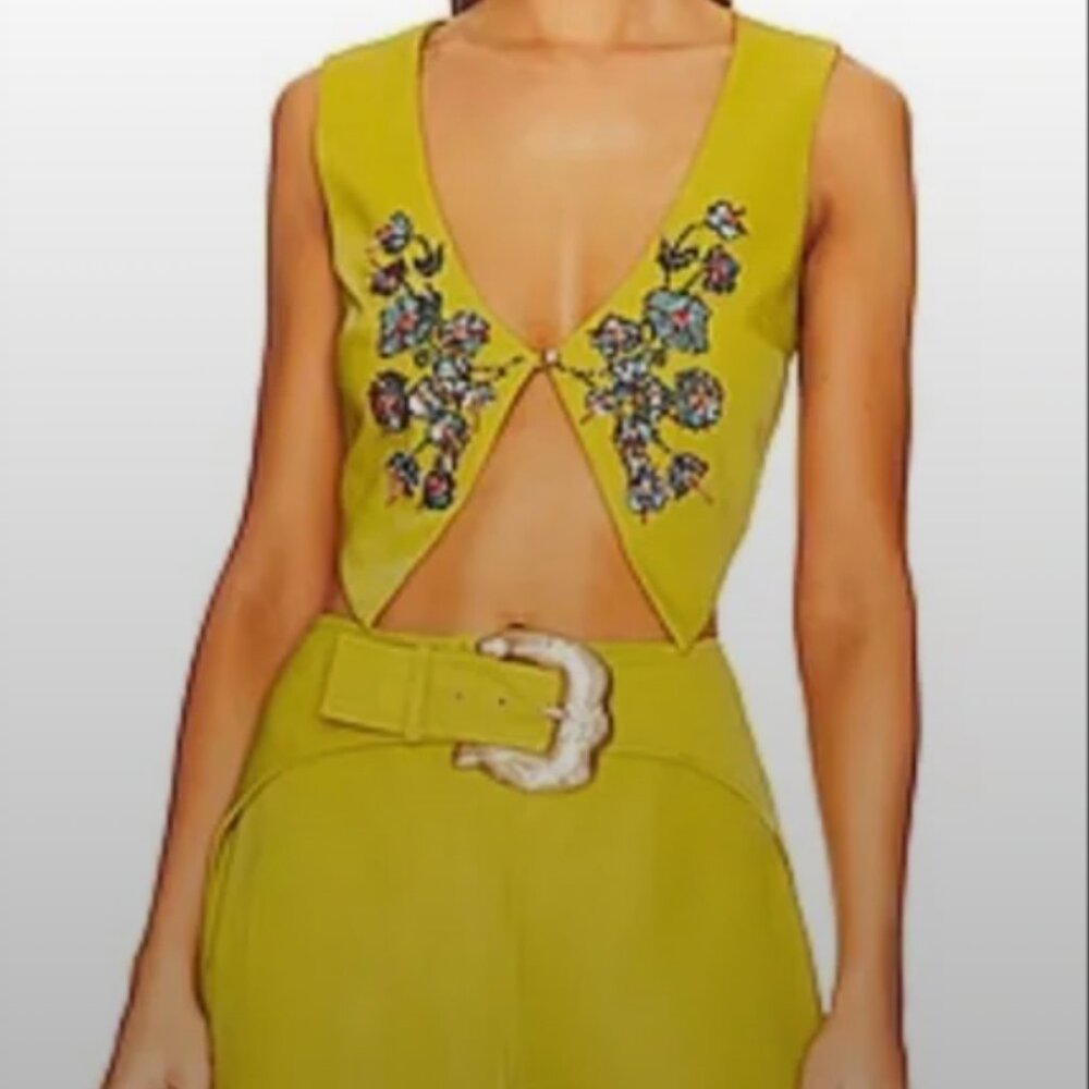 Cult Gaia Flora Top, Citron, Large